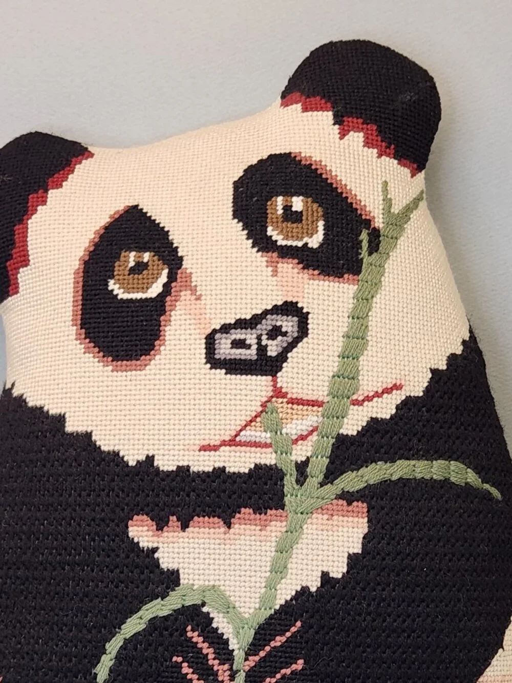 Needlepoint Throw Pillow - Panda & Bamboo - 9.5